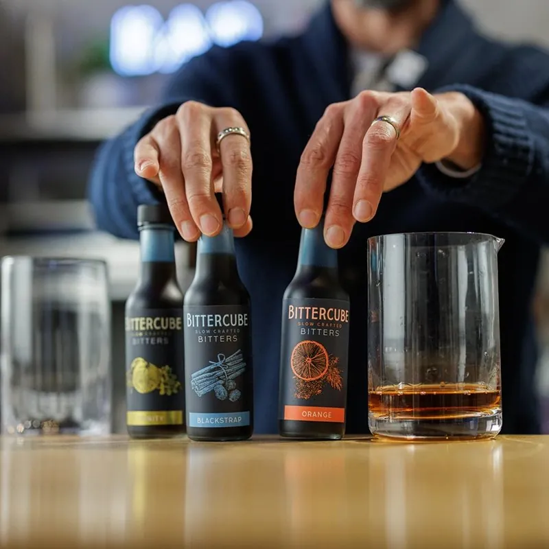 Bittercube bitters in service behind the bar
